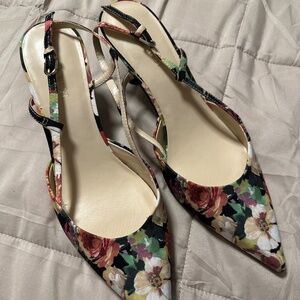 Nine West kitten floral heels